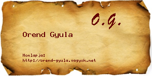 Orend Gyula névjegykártya